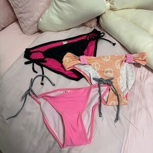 Pink, Black & Peach Bikini Bottoms Trio